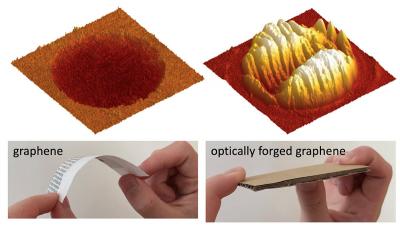 Graphene turned ultrastiff by optical forging